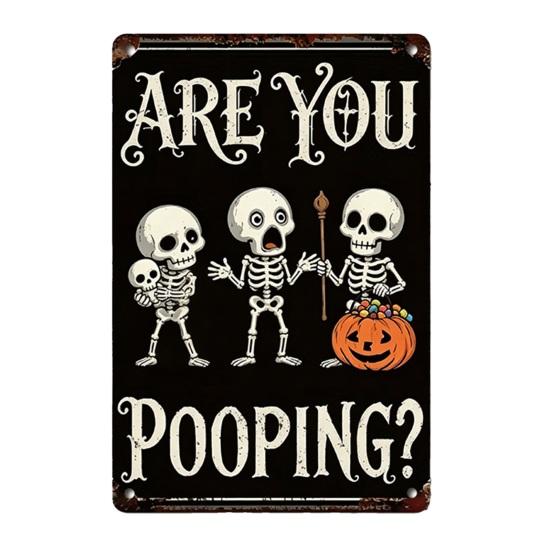 Wandkunst für drinnen und draußen Retro Halloween Schild, Kürbis Geist Badezimmer Metall Langlebiges Hängeschild Hexe Katze Festival für Bar Zuhause Raum Dekor
