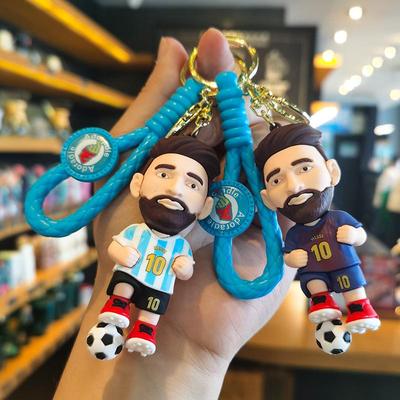 Cartoon Messi Keychain: Creative Silicone Figure Pendant, 'Number 10 King of Football' World Cup Ornament