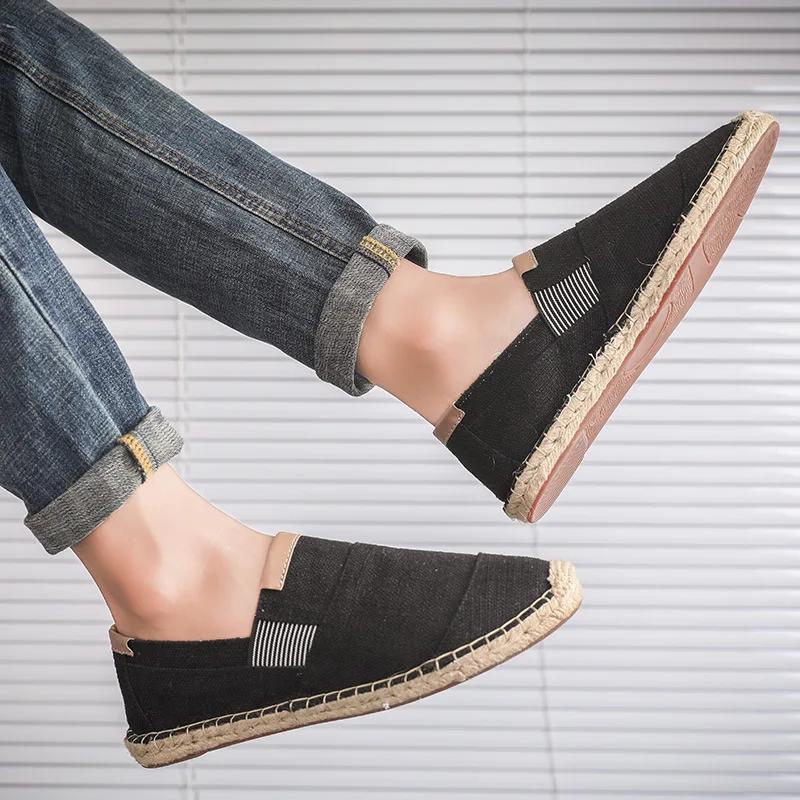 Scarpe da uomo di alta qualità, casual, traspiranti, in tela, alla moda cinese, morbide espadrillas da uomo, mocassini.