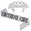 Bling Strass Kristall Krone Tiara Geburtstag Jahrestag Dekoration Alles Gute zum 18. 21. 30. 40. 50. Geburtstag Satin Schärpe Party Supplies