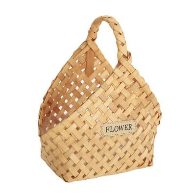 Woven Basket Flower Girl Basket Wood Chips Handmade Wicker Basket Rustic DIY Flower Arrangement Basket for Picnic Camping