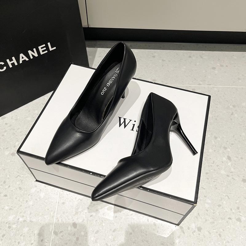 

Туфли-лодочки на высоком каблуке для стюардесс, женские, большого размера, этикетные, одинарные туфли, заостренный тонкий каблук, профессиональная обувь, формальные черные кожаные туфли, супер 43