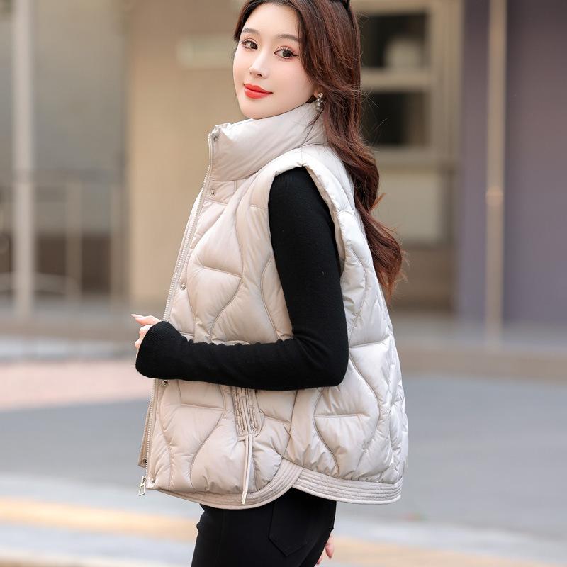 Winter New Stand-up Collar Cotton Vest Simple Short Thin Versatile Women's Vest Jacket