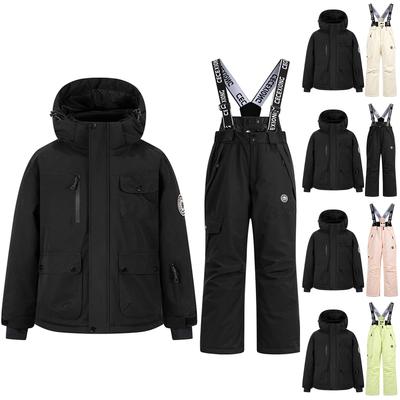 Conjunto de Roupa de Neve Infantil Moda Infantil Meninos e Meninas Espessado Impermeável Quente Fato de Esqui Jaqueta e Calças Conjunto de Roupa
