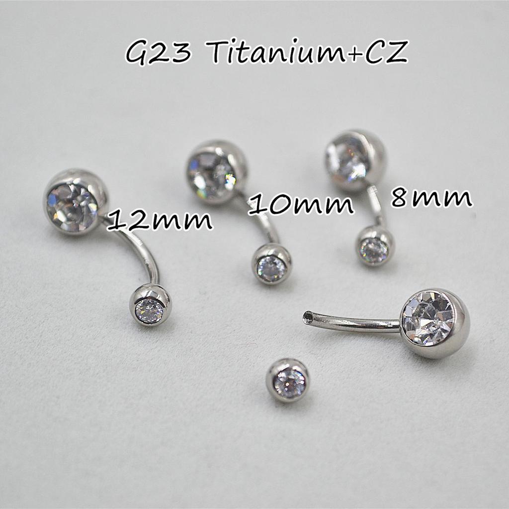G23 Titanium Alloy ASTM F136 Internally Threaded Belly Button Ring 12mm - Navel Piercing Jewelry