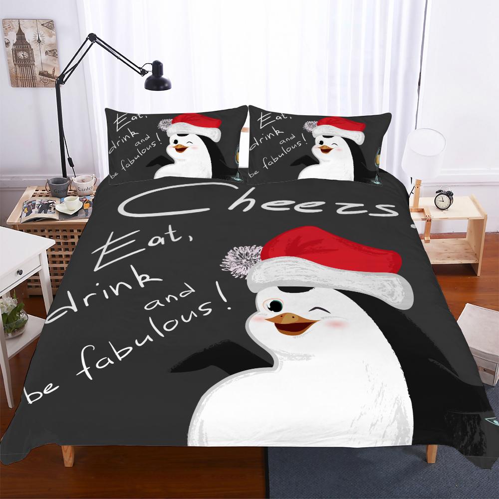 Bedclothes  Superking Bedding Merry Christmas Bedding Set 200X200 Lovely Bear New  Decorations Duvet Cover Set 3Pcs