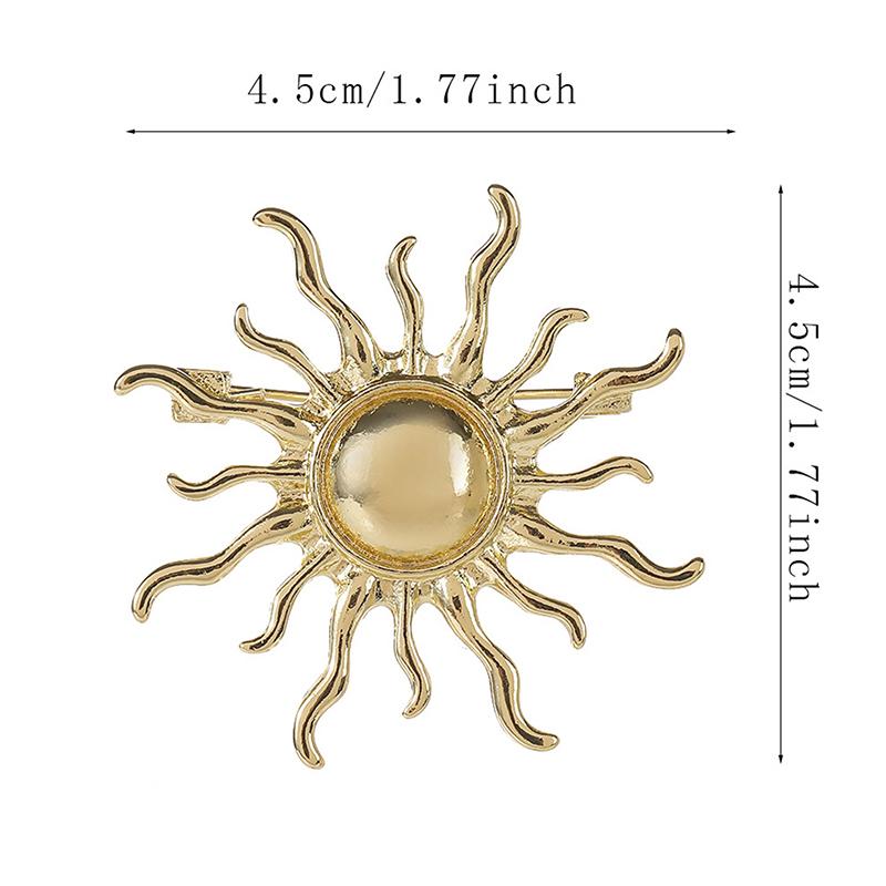 Einfache goldene Sonnengott-Brosche für Damen Herren Mantel-Accessoires Weibliche Vintage-Broschen Schmuck-Accessoires Geschenk