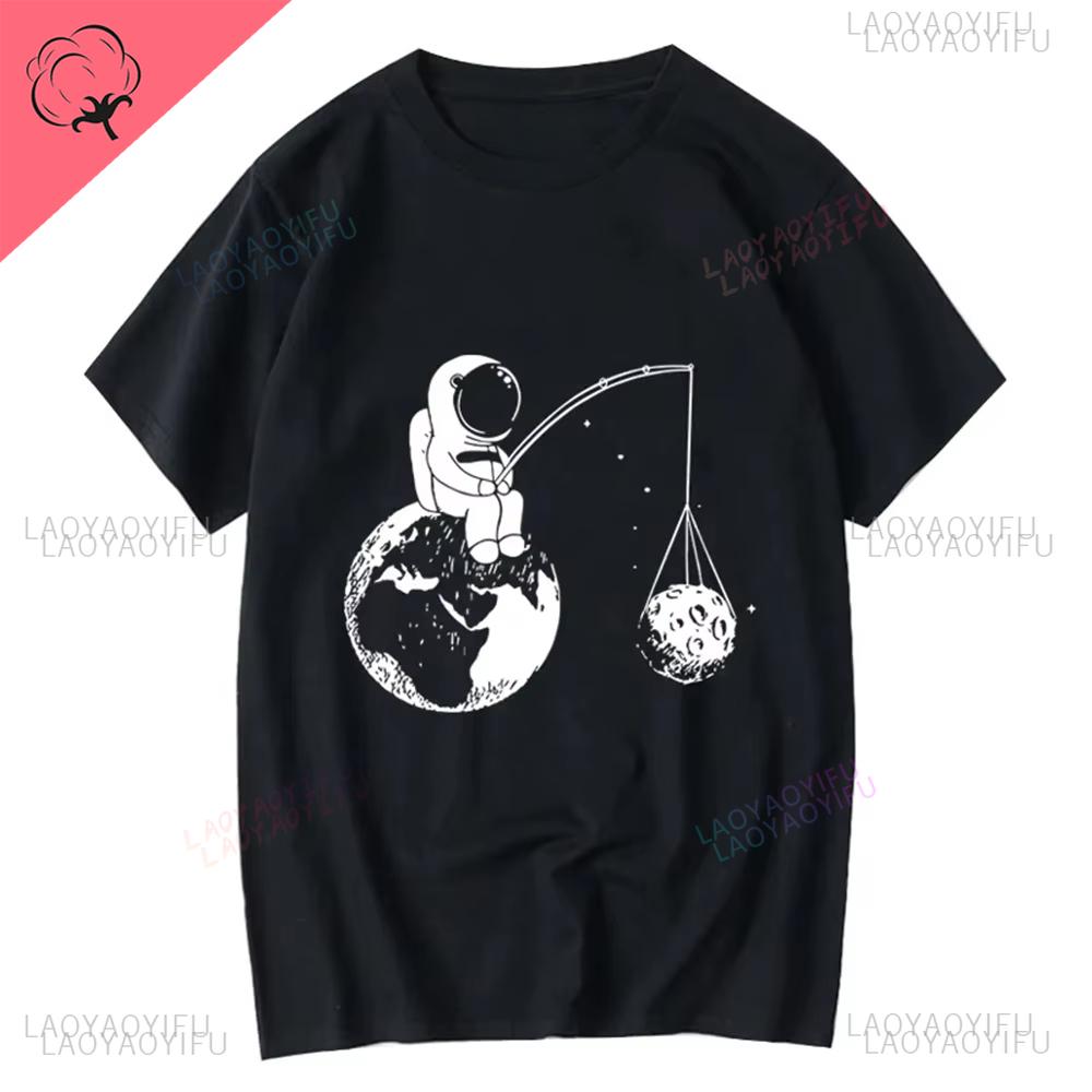 Creative Astronaut Mens TShirts Loose Cotton Breathable TShirt Tops Quality Comfortable Casual Fashio Man Oneck Shortsleev