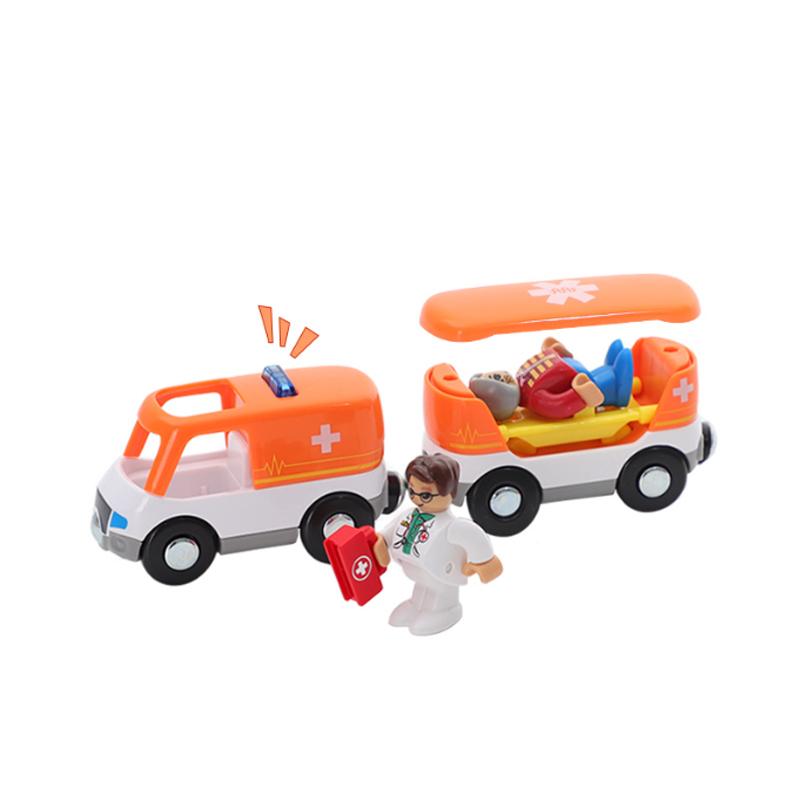 New Multifunctional Magnetic Car Ambulance Police Car Compatible with Thomas Wooden Track Train Toys For Kids