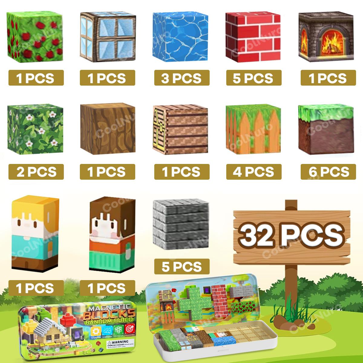 

32PCS Magnetic Building Blocks Treasure Hunt Forest Set for Age 3+ DIY Model Children STEM Educational Sensory Toy With Iron Box