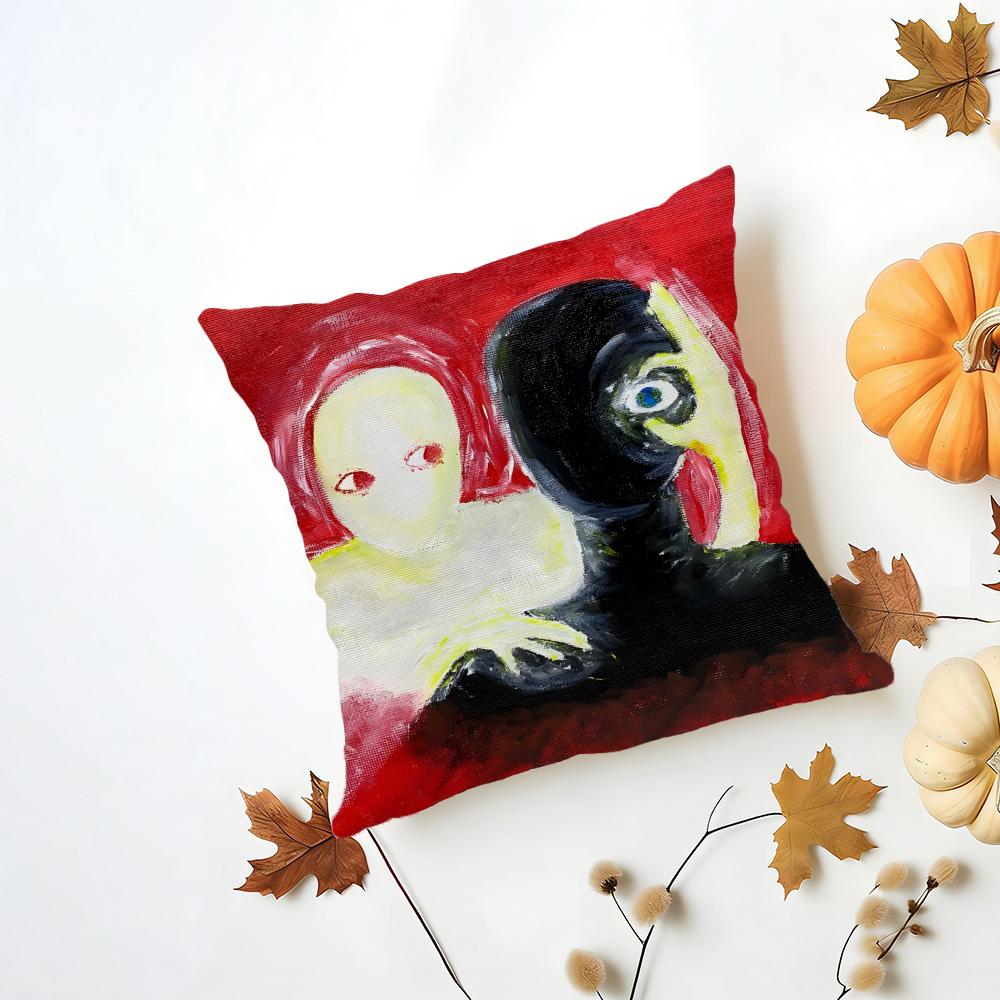 Emotional Outlet Art Painting Cushion Cover Washable Linen Pillowcase Soft  for Daily Sofa Bed Home Room Decor