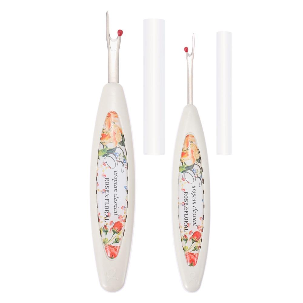 2Pcs Ergonomic Handle Stitch Seam Ripper Sharp Durable Removing Threads Tools with Storage Cases Handy Crafting Seam Ripper Tool
