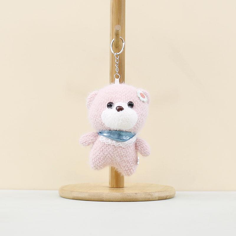 Lovely Knitted Bear Pendant Keychain In Yellow Blue And Pink For Bag Decor Bear Pink