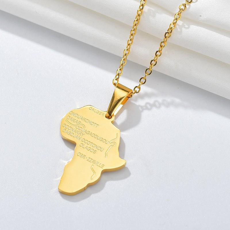 Irregular Stainless Steel Accessory Hip Hop Map Pendant Necklace