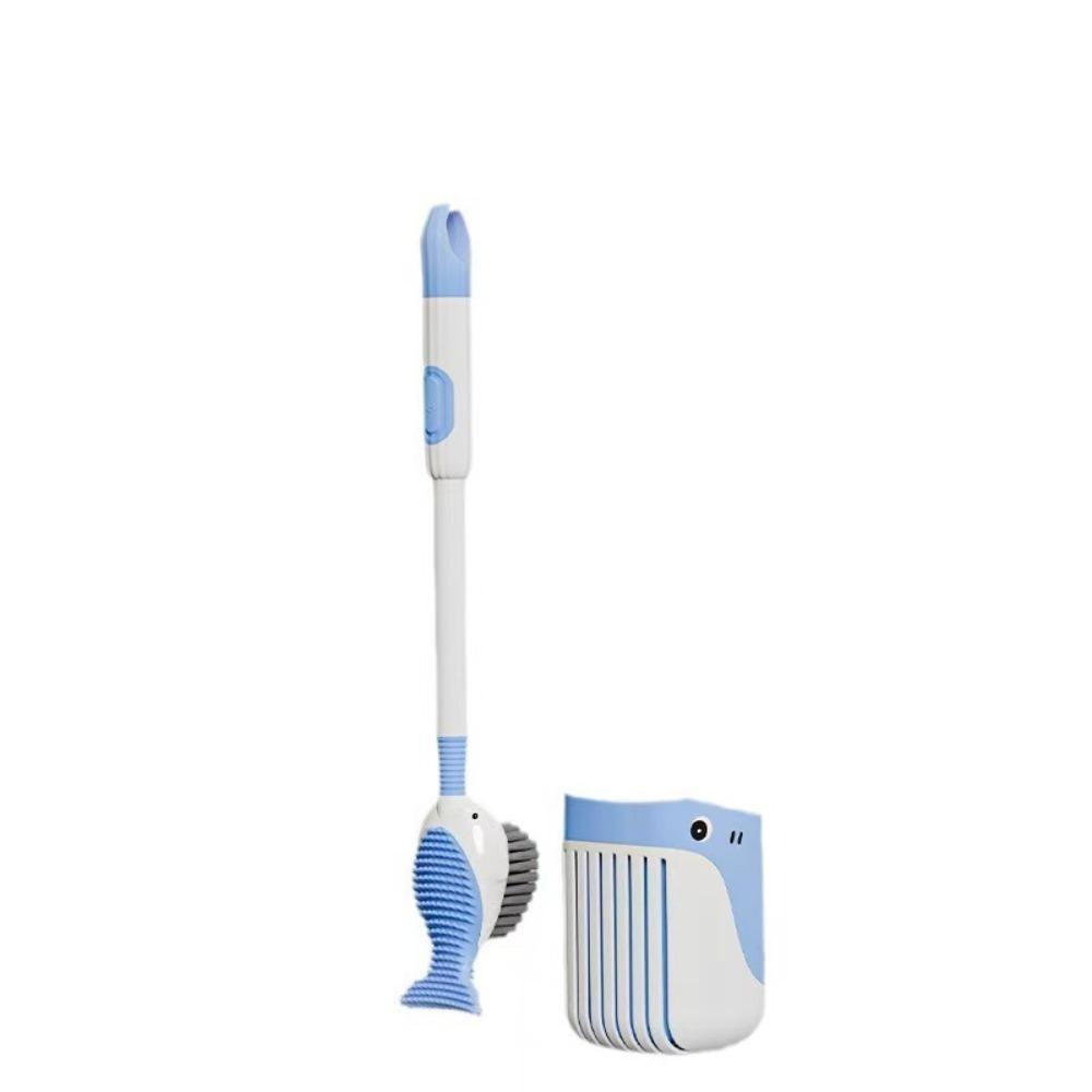 Silicone Toilet Scrubber Hanging Hole Toilet Cleaner with Holder Toilet Brush Set  Bathtubs