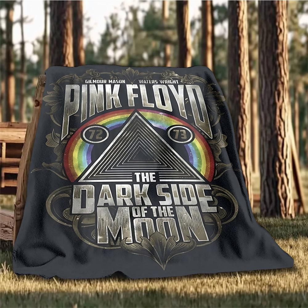 1pc Pink Floyd Outdoor Flannel Blanket, Lightweight Warm Cozy for Travel Camping Office Soft Polyester Fabric