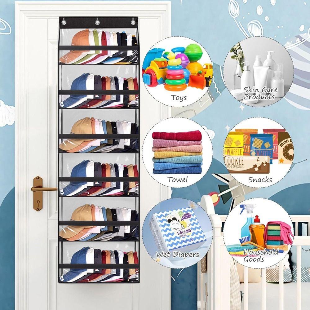 Wall Mounted Multi-layer Storage Bag Large Capacity Over The Door Organizer  Holds Up To 72 Caps