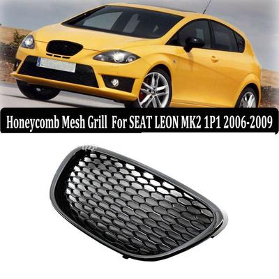 Gloss Black Front Kidney Honeycomb Grille for Seat Leon MK2 1P 2006-2009 Hood Grill Replacement Grill Exterior Car Accessories