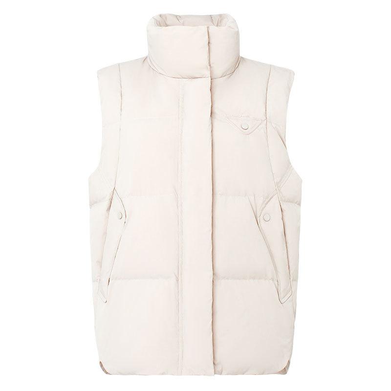 Down jacket women's new stand-up collar down vest vest in autumn and winter 2024 90 white duck down loose coat tide