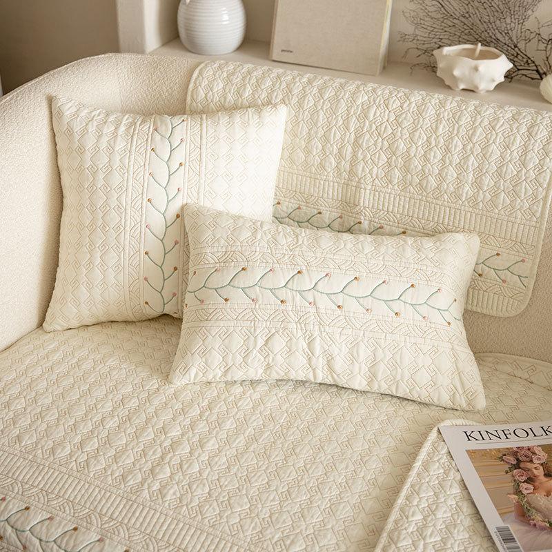 Small Fresh Style Sofa Cushion Four Seasons Universal Washed Cotton Simple Cover Back Towel Cover Cloth Non-Slip Cushion