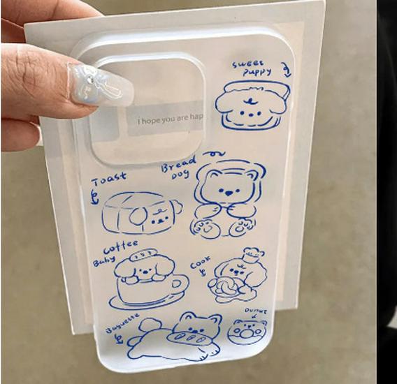 

Frosted Sketch Puppy Case for 16/17 Pro Max - Apple 14/13 Pro Apple 17