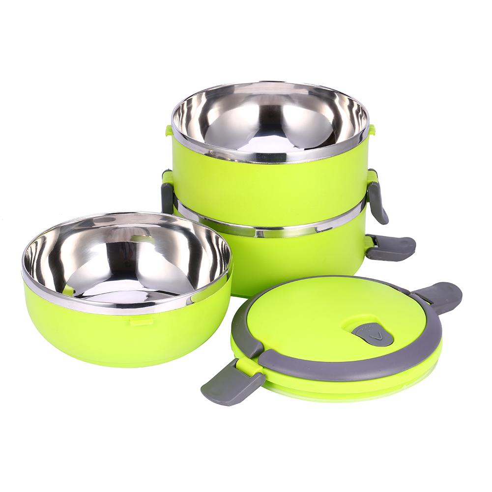 Round 3 Layer Durable Stainless Steel Lunch Box Bento Picnic Food Container