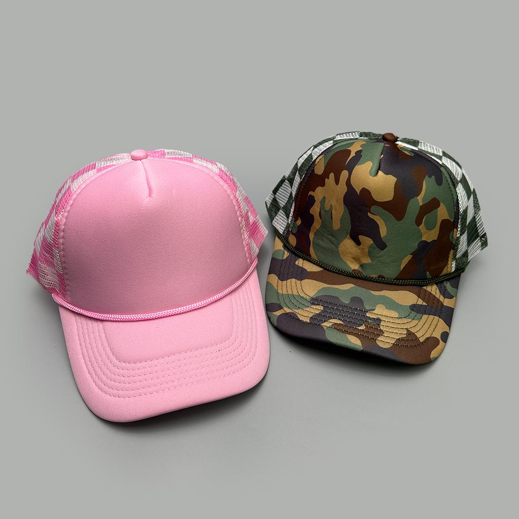 Simple Solid Plaid Camouflage Color Baseball Hats New Unisex Sunshade Color Block Breathable Casual Versatile Mesh Trucker Caps