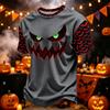 Men's Casual Corduroy Short Sleeve Crew Neck Lightweight Breathable T-Shirt Halloween Print Lettering Design