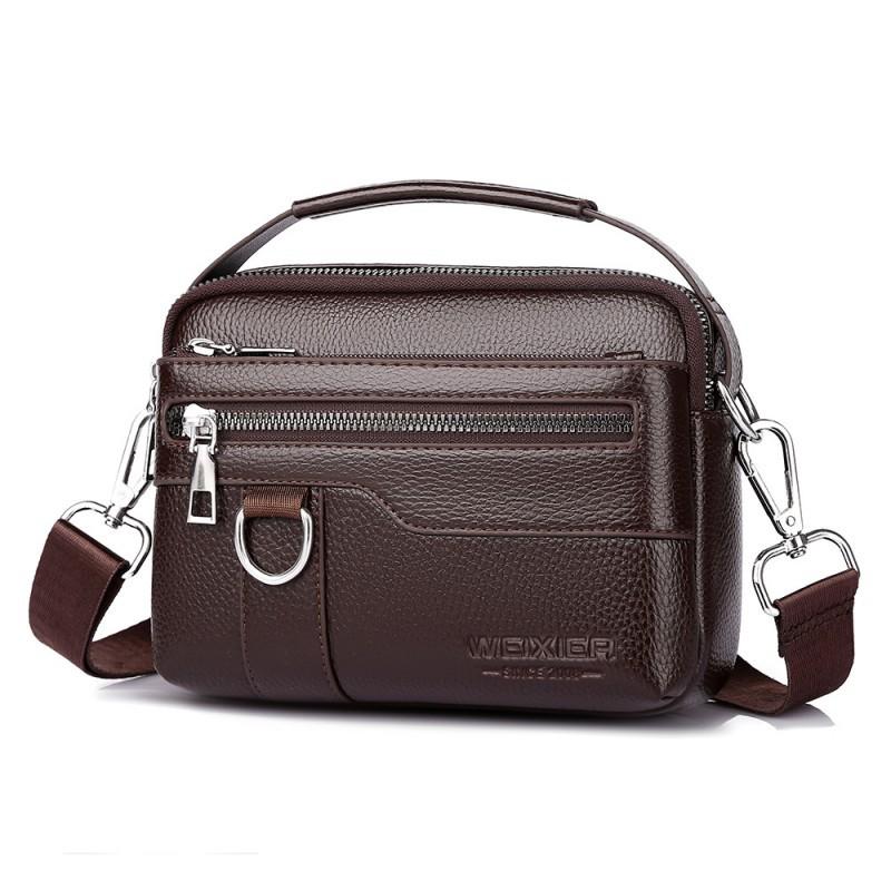 WEIXIER New Men s Small Bag Crossbody Multifunctional Shoulder High-end Portable 15x5x13 коричневый