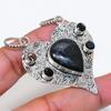 Natural Black Onyx, Spinel 925 Sterling Silver Jewelry Pendant 2.21" ZS-1294