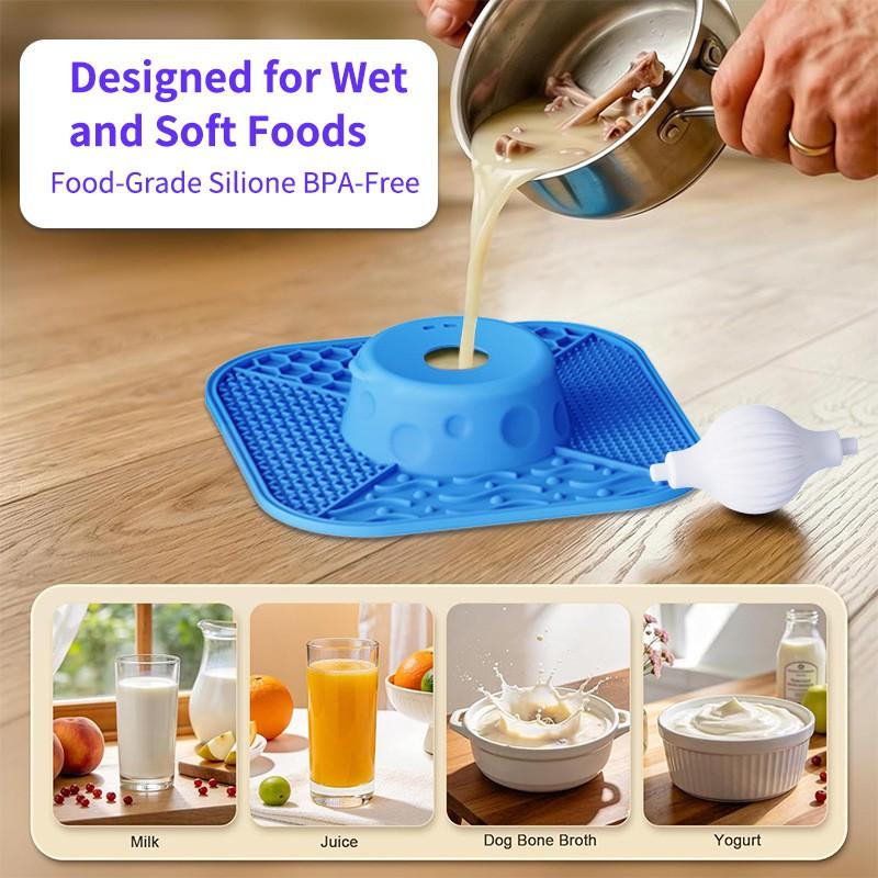 Slow Feeding Pet Bowl With Suction Base Wet Dry Food Silicone Lick Mat Dogs Cats