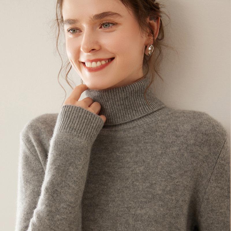 Cashmere Knit Women's High Neck Long Sleeve Sweater - Soft, Loose, Warm, and Skin-Friendly for Autumn and Winter
