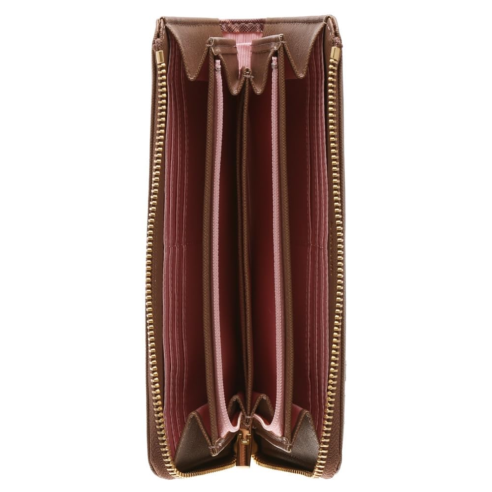 And Chouette Round Zipper Monogram Line Long Wallet for Cute and Gift Wrapping Samantha [ONLYOU] L-Shaped Women, Stylish, Available, (Wine Red)