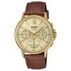 Neben Serie 50 Meter wasserdicht Quarz Lederarmband Herrenuhr goldfarbenes Zifferblatt BMS-300GL-5AV