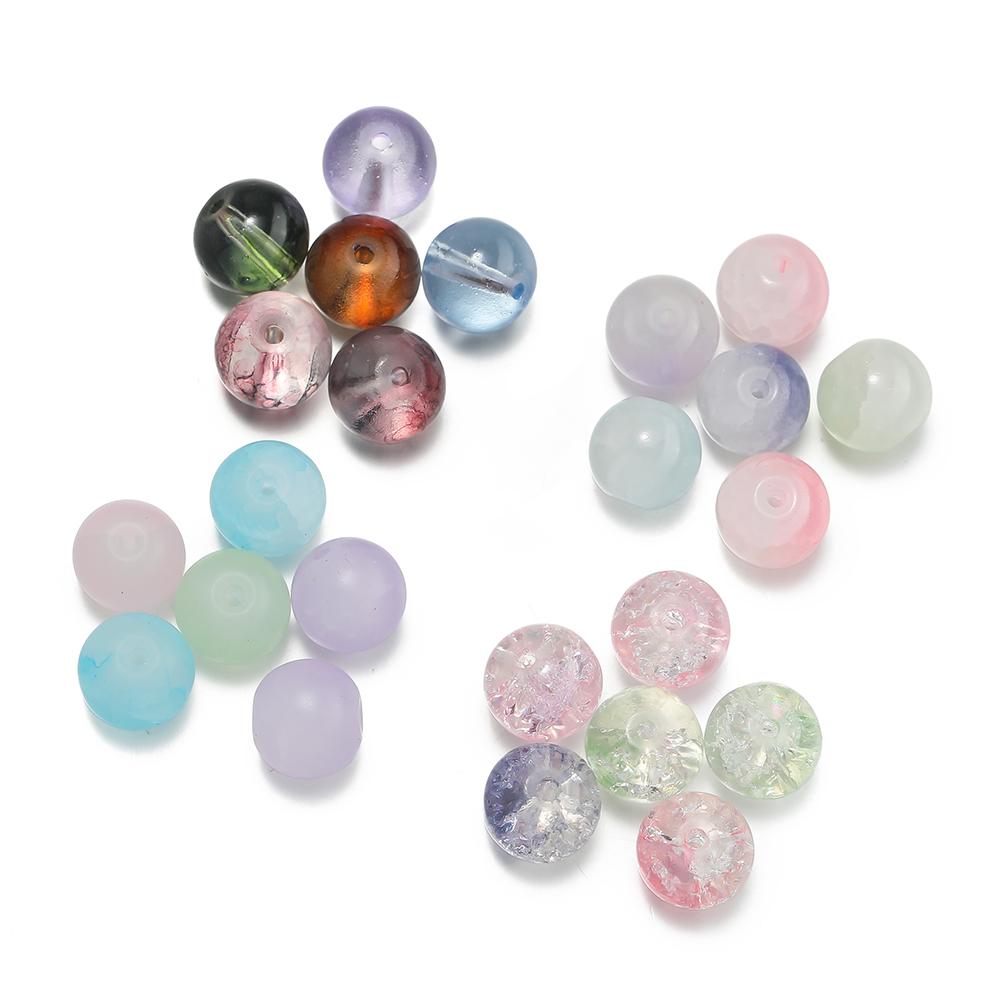 30pcs 10mm Mix Color Crystal Glass Beads 4 Styles Round Spacer Beads for Bracelet Necklace Earrings Jewelry Making Accessories