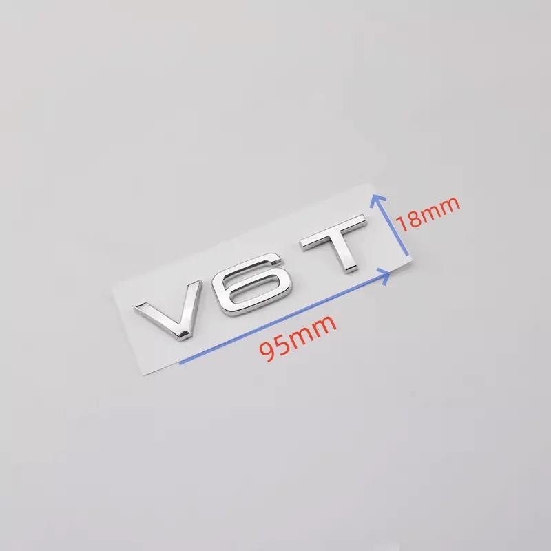 3d ABS Chrome Black V6T Logo Number Letters Car Fender V6 T Emblem Badge Decal For  Audi A6 C7 A4 4 S4 V6T Sticker Accessories
