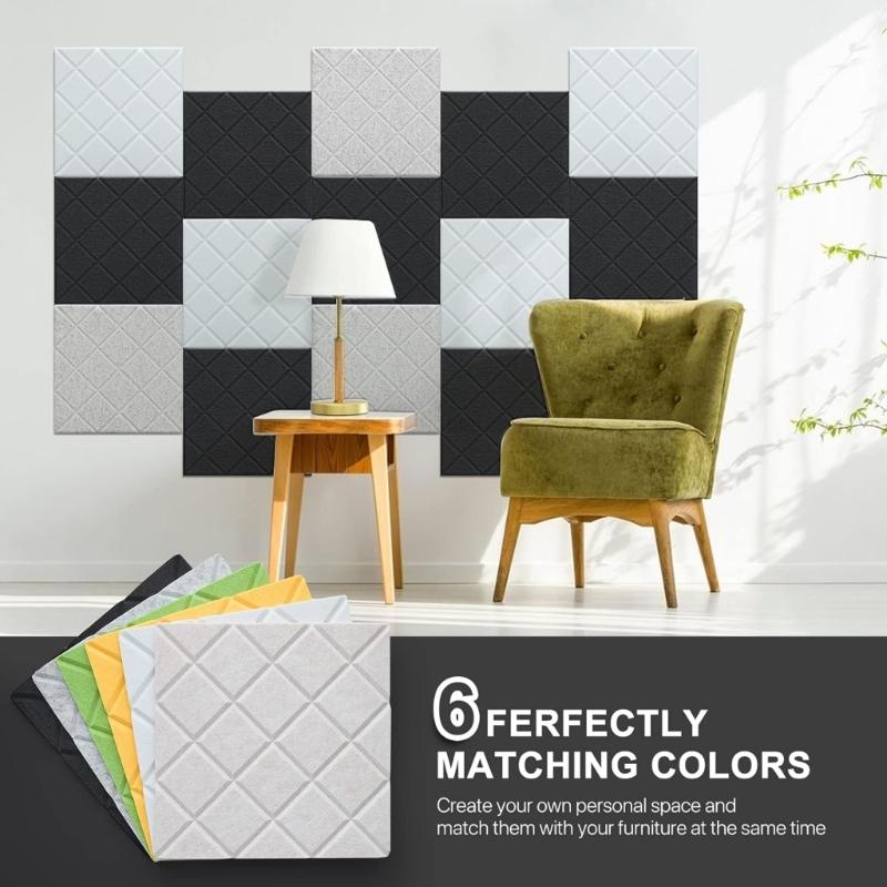 Set mit 12 selbstklebenden Akustikschaumstoffplatten Schalldämmende Wandpaneele Geeignet für Aufnahmestudios und Klassenzimmer