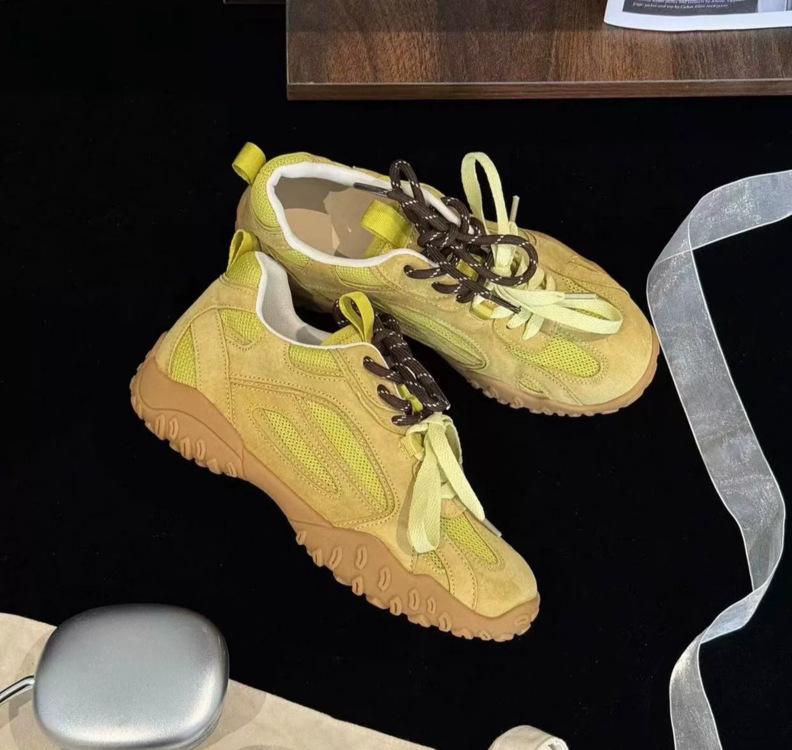 Retro German training shoes women's 2025 summer new leather Korean version versatile mesh breathable casual sports Forrest Gump dad shoes