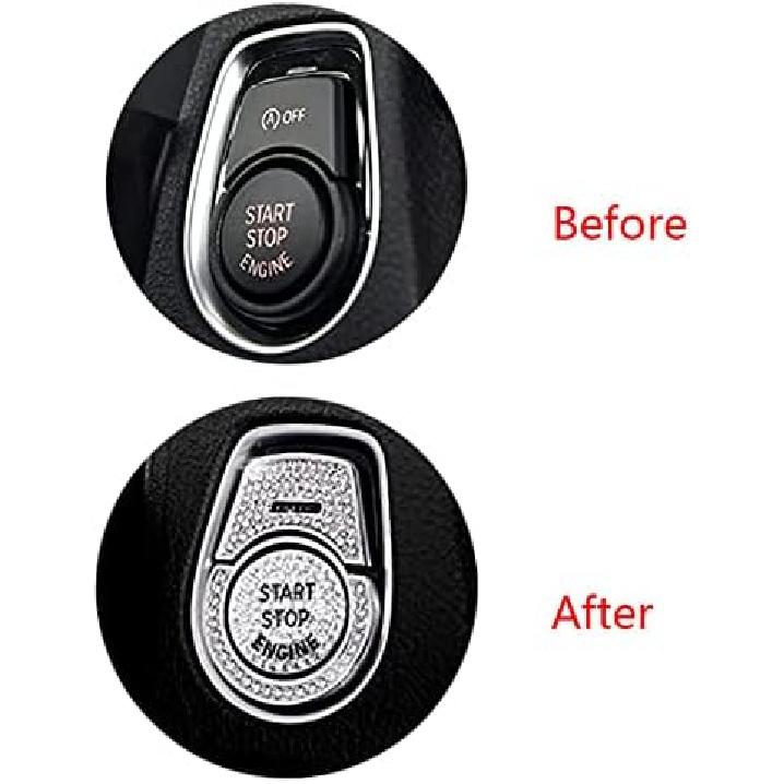 MICROCK Bling Engine Start Stop Ignition Button Cover for BMW 2 3 3GT 4 5 6 7 X1 X2 X3 X4 X5 X6 X6M M2 M3 M4 M5 M6 Series, Rhinestone Crystal