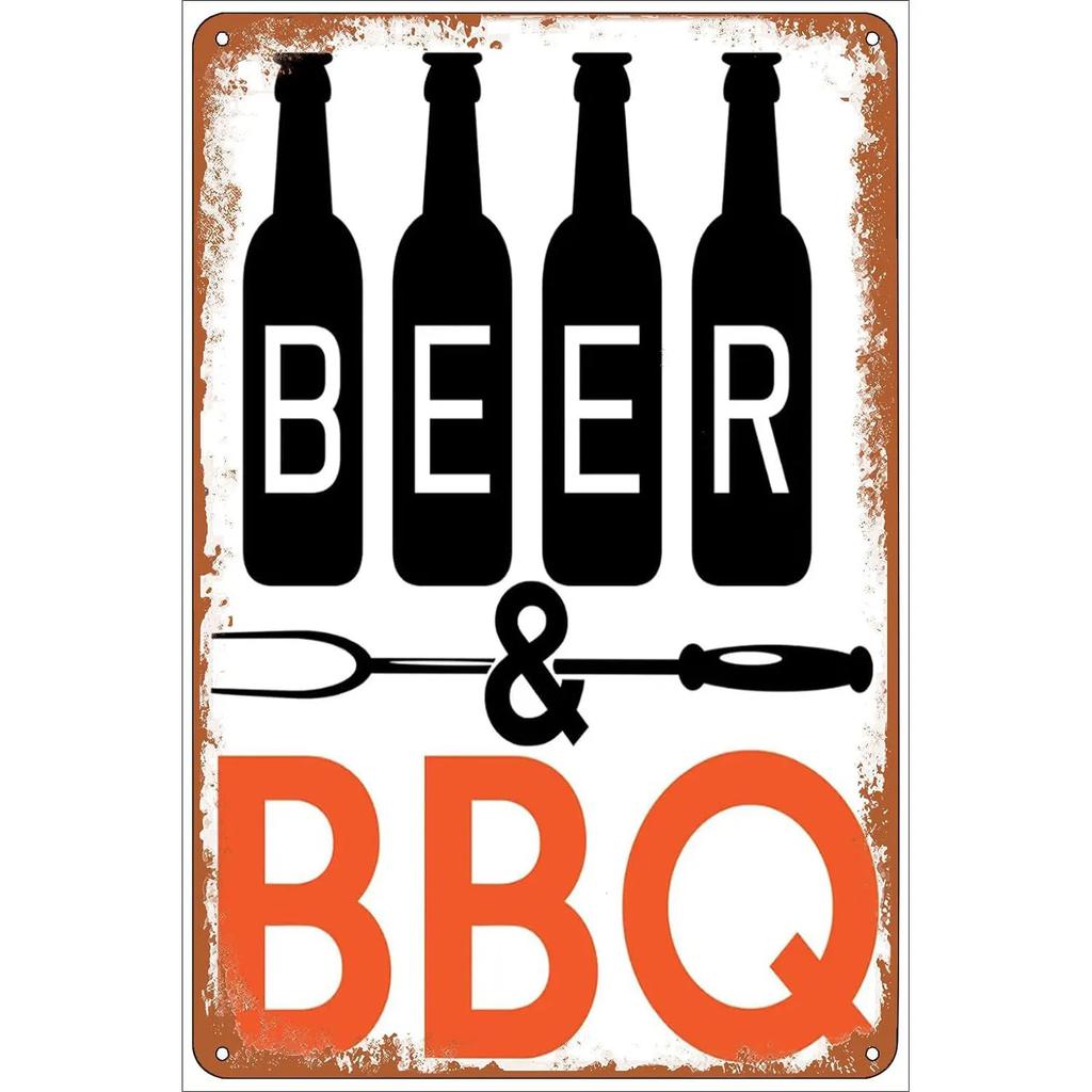 Metal Aluminum Signs BBQ Party Zone Wall Decoration Plaque Vintage Art Poster Iron Painting for Man Cave Home Cafe Garden Club