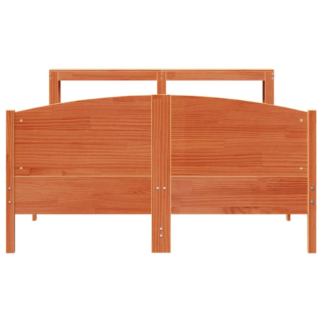 Solid Wood Bed without Mattress Wax Brown 140 x 200 cm Pine Wood