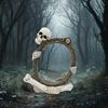 Resin Skeleton Picture Frame Ornament Realistic Gothic Decoration For Home Party Centerpieces Office Tabletop Display