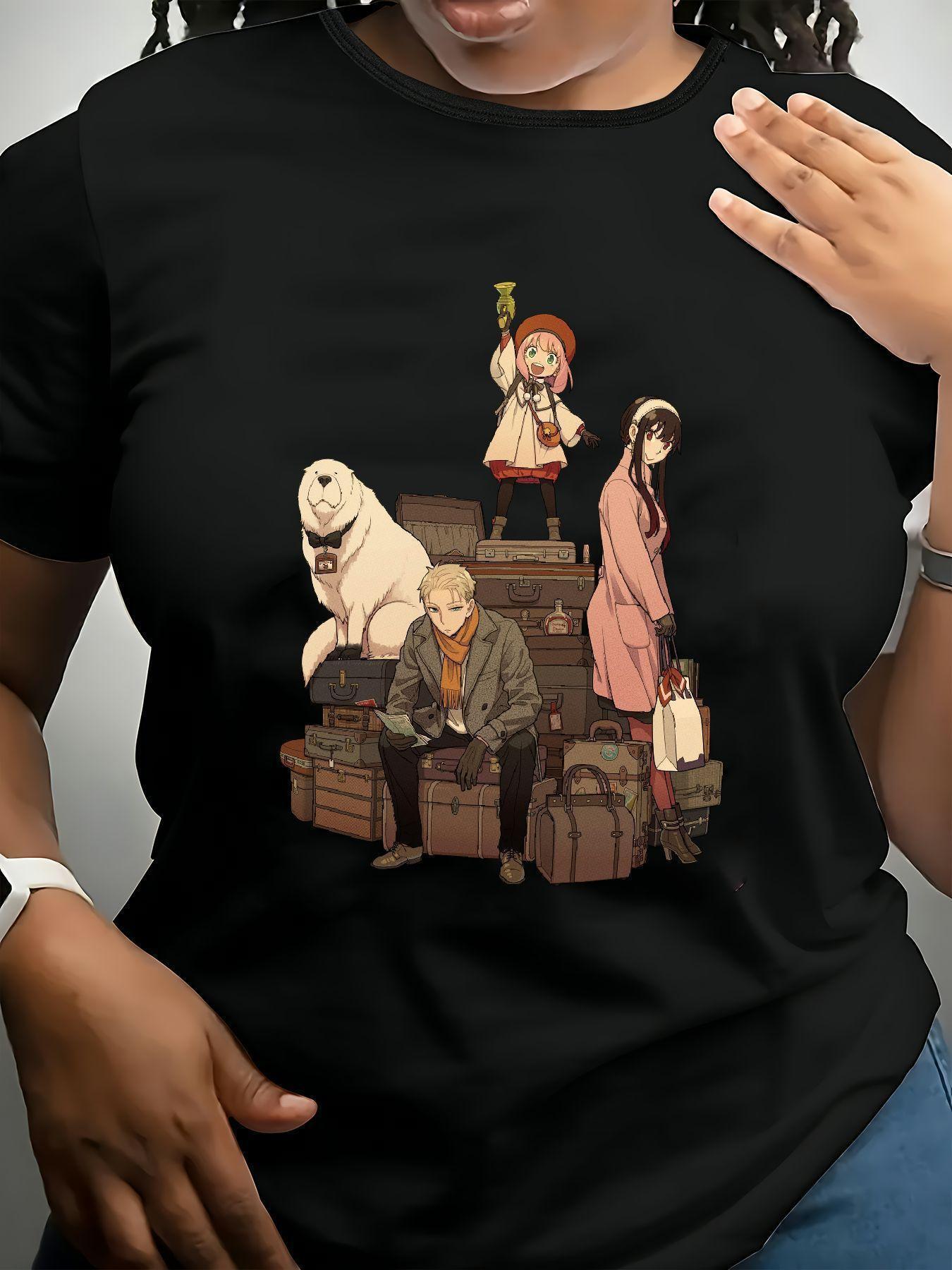 A Black T-Shirt Featuring a Japanese Manga Character M