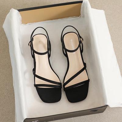 Women Sandals Suede 2025 Platform Square Head 3.5CM Square Heel Shoes For Women Heels Sandalias Summer Shoes Sandals