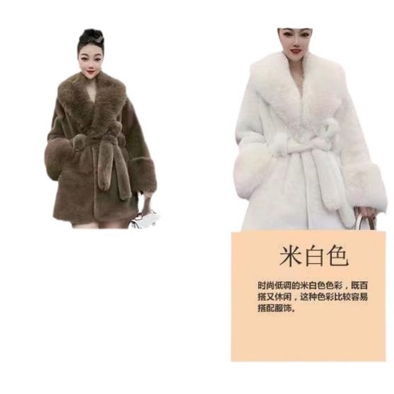 Autumn and Winter New Big Fur Collar Waist Fur Fur Jacket Thickened Warm Fashion Light Luxury and Thin