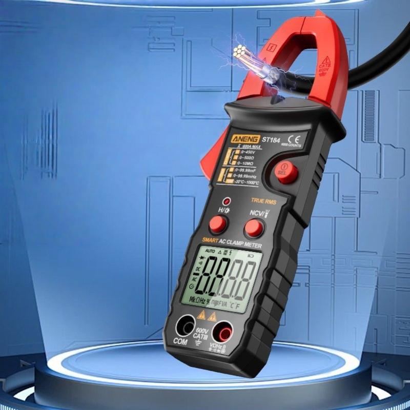 1 Zestaw Wielofunkcyjny Inteligentny Cyfrowy Miernik Cęgowy Prądu 600A St184 Ekran Lcd Tester Napięcia Z Podświetleniem