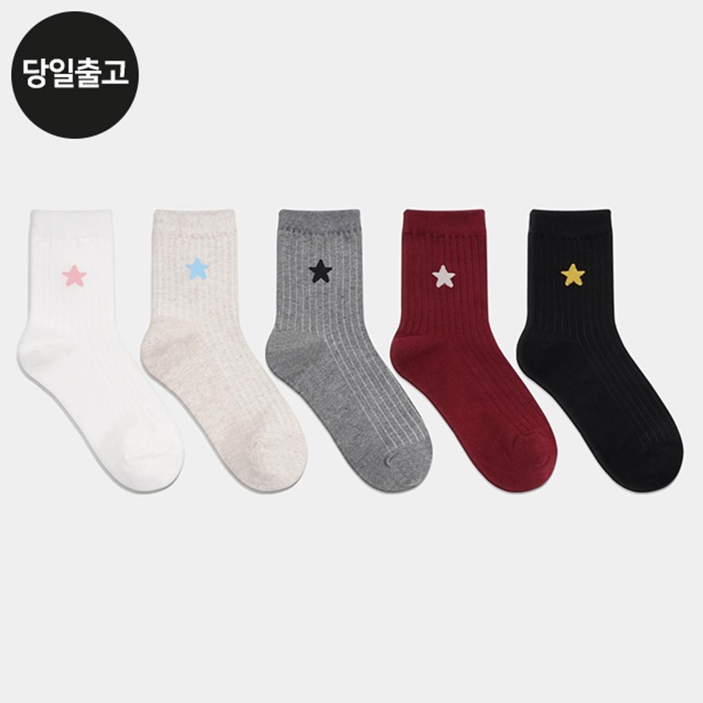 

PG Women s/Student Point Star Mid-Calf Socks (5 Pairs) Set - Daily Student Women s Fashion