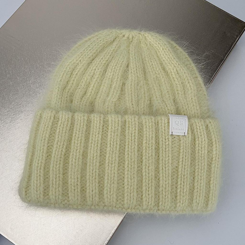 Women'S Big Size Rabbit Fur Blended Beanie Winter Hat Soft Thick Ear Protection Windproof Baggy Knit Cap For Outdoor