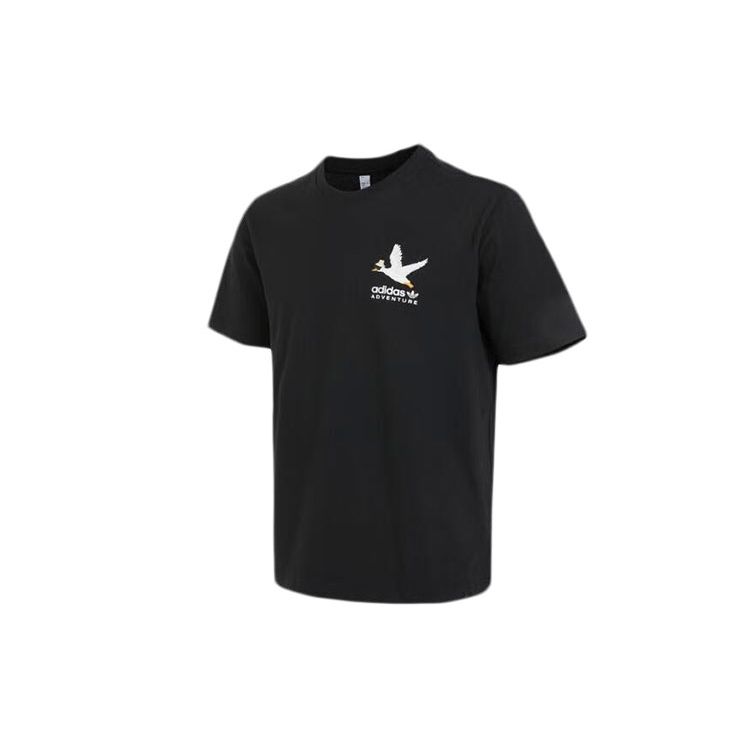 Adidas Originals Peace Dove Print Casual Sports Crew Neck T-Shirt Men Tops Black HZ1148