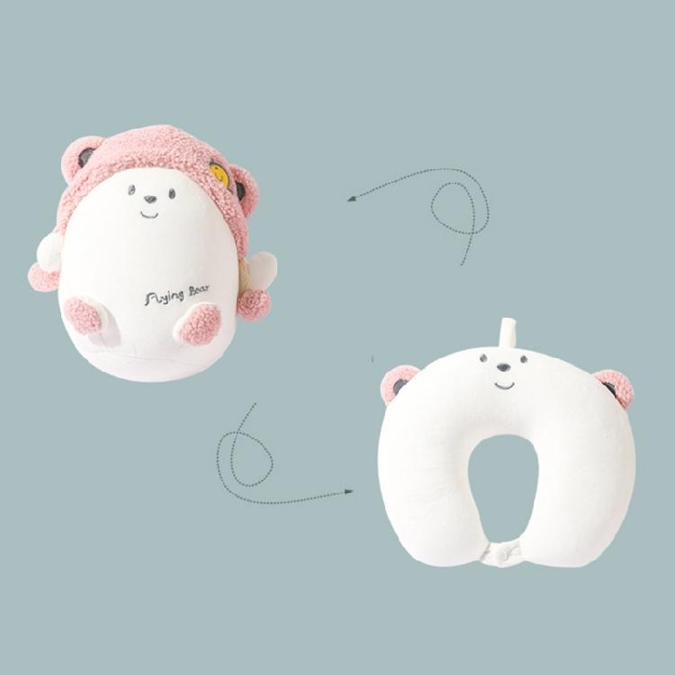 Kids Travel Pillow 2 in 1 Deformable Neck Pillow Soft Ushaped Pillow with Lovely Animal Sleep Companions